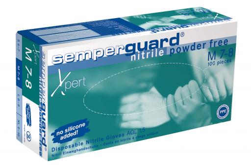 Semperguard Einweghandschuhe, 100% Nitril, ungepudert, 100 Stück, zertifiziert nach EN 455
