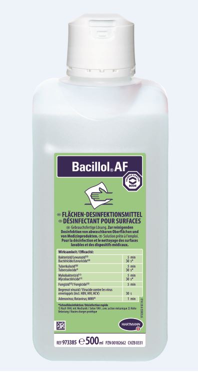 Bacillol AF, 500ml Flächendesinfektionsmittel zur Desinfektion alkoholbeständiger Flächen, begrenzt viruzid